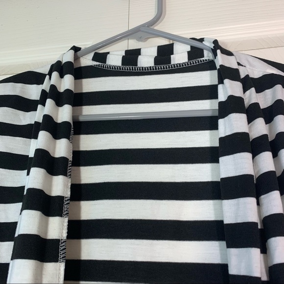 Merryfun Elbow Patch Striped Black White Cardigan Sweater - Picture 7 of 7